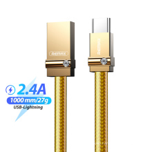 Remax RC-091 High-quality luxury inlaid crystal diamonds Type C Fast Phone Charging Lightning Data Charger braid Metal Usb Cable